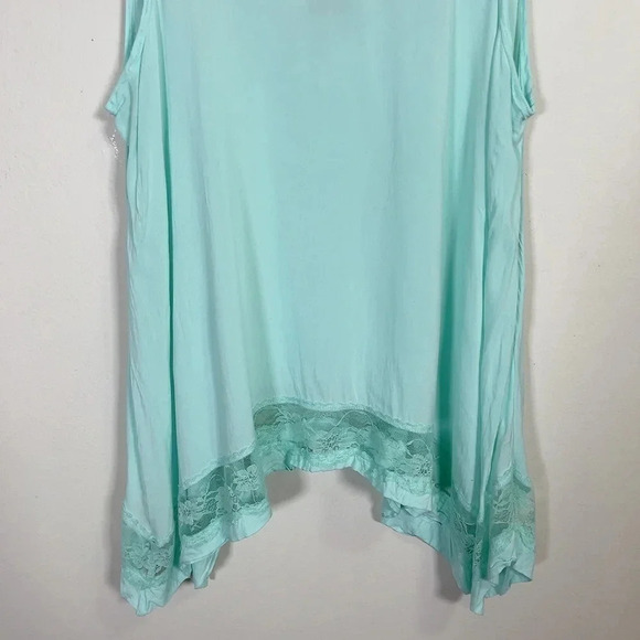 FREE PEOPLE INTIMATELY | LACE TRIM  HANDKERCHIEF HEM TANK IN MINT COLOR - Picture 6 of 15